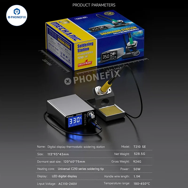 Station de soudage thermostatique MECHANIC T210 SE avec pannes de fer C210