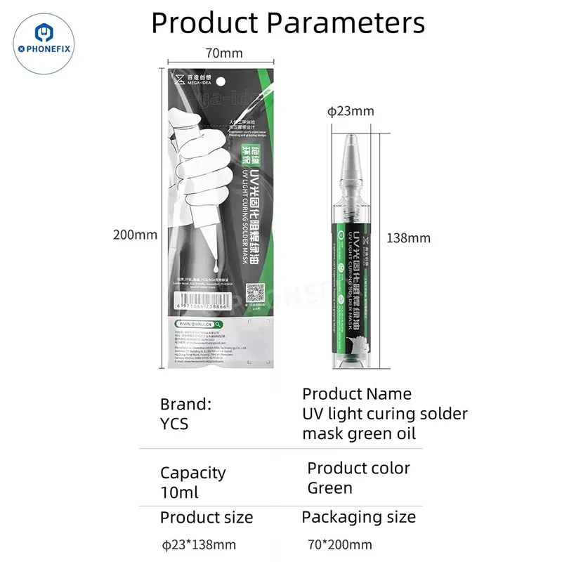Lampe de séchage UV YCS Green Oil 3S, colle à séchage rapide, flux de soudure