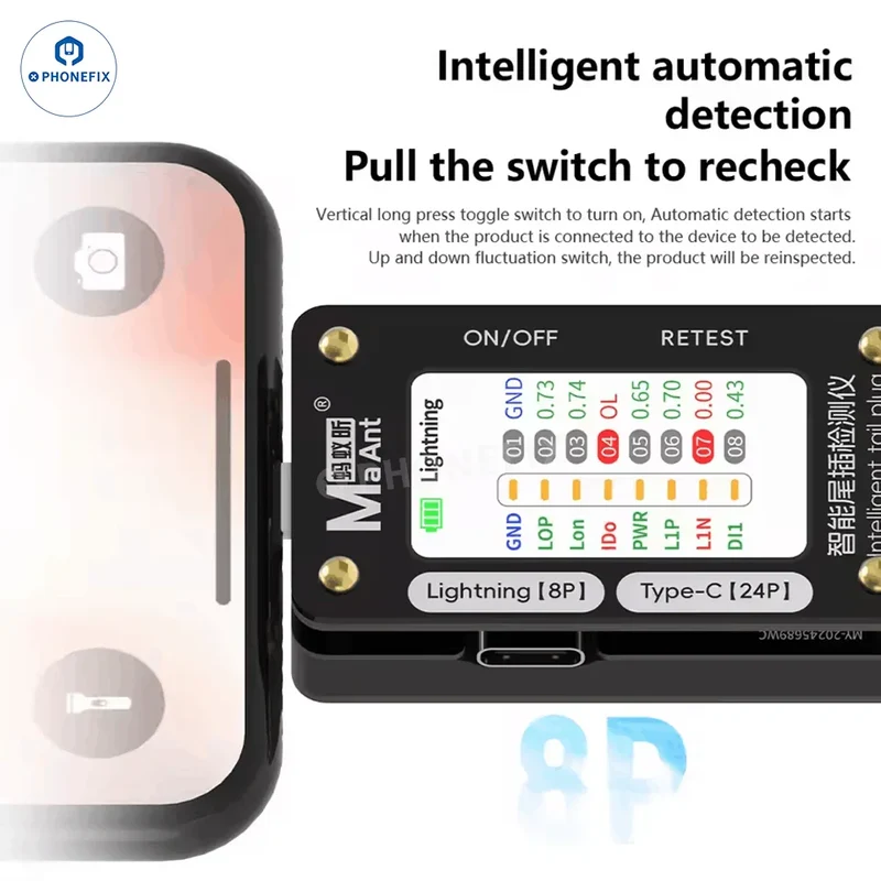 Testeur d'analyse de prise de queue QianLi iBridge A3 avec port Lightning Type-C