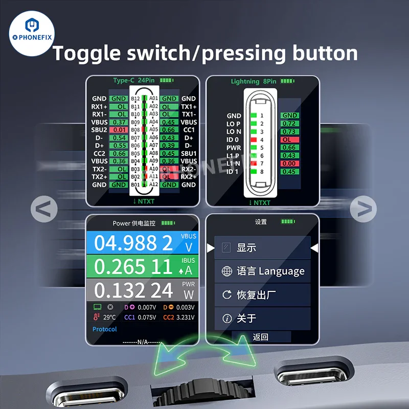 Testeur d'analyse de prise de queue QianLi iBridge A3 avec port Lightning Type-C