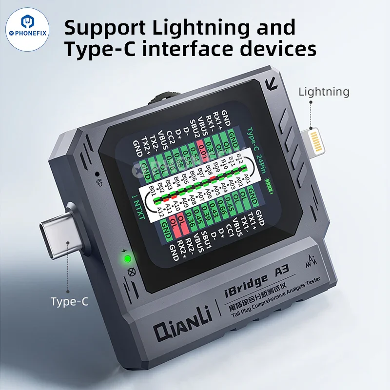 Testeur d'analyse de prise de queue QianLi iBridge A3 avec port Lightning Type-C