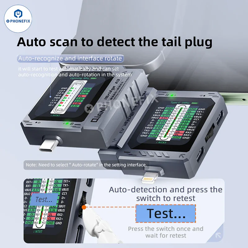 Testeur d'analyse de prise de queue QianLi iBridge A3 avec port Lightning Type-C