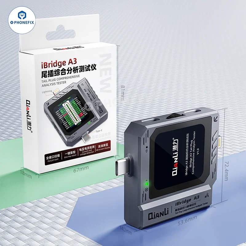 Testeur d'analyse de prise de queue QianLi iBridge A3 avec port Lightning Type-C