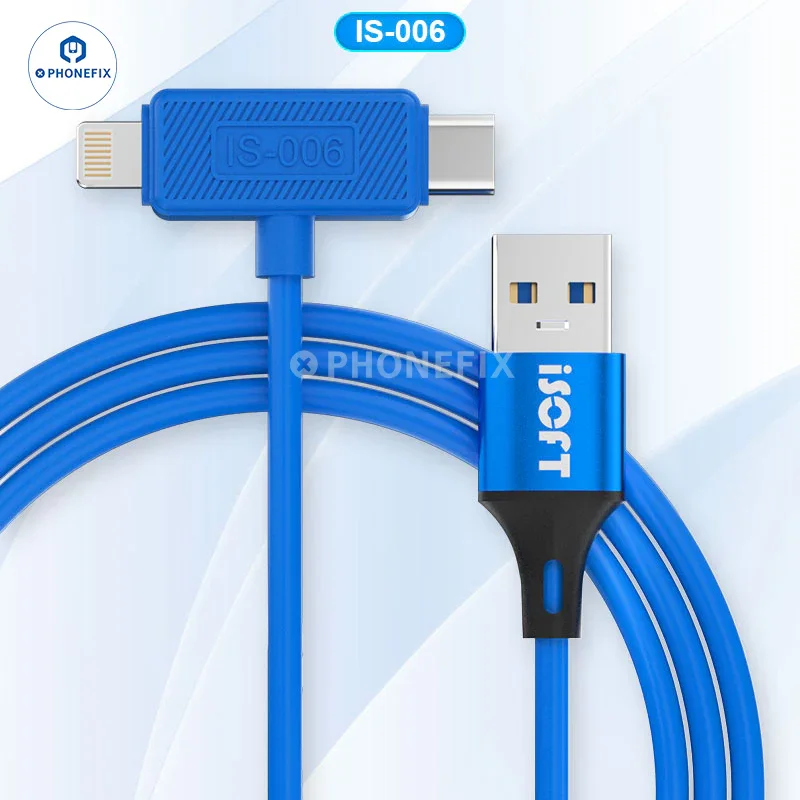 Câble de données double tête Lightning USB-C ISOFT IS-006 pour iPhone et iPad