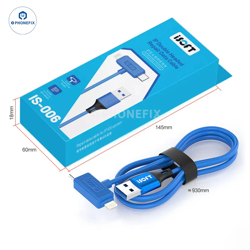 Câble de données double tête Lightning USB-C ISOFT IS-006 pour iPhone et iPad