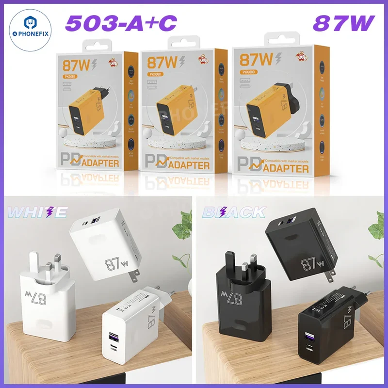 Adaptateur double chargeur rapide USB ultra-rapide 87 W à protocole complet