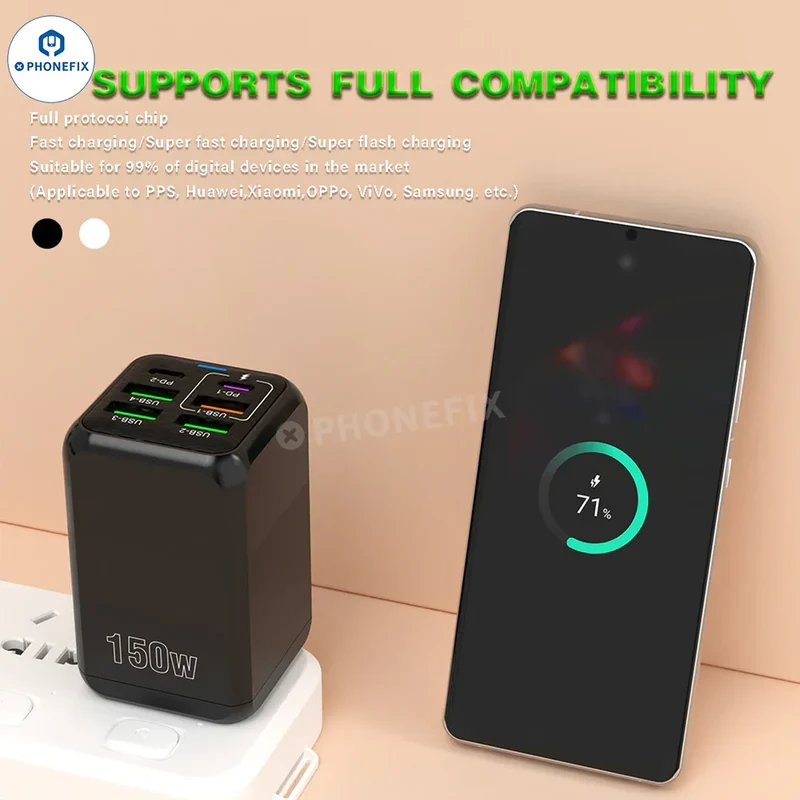 Chargeur rapide multiport 150 W, chargeur USB portable de voyage
