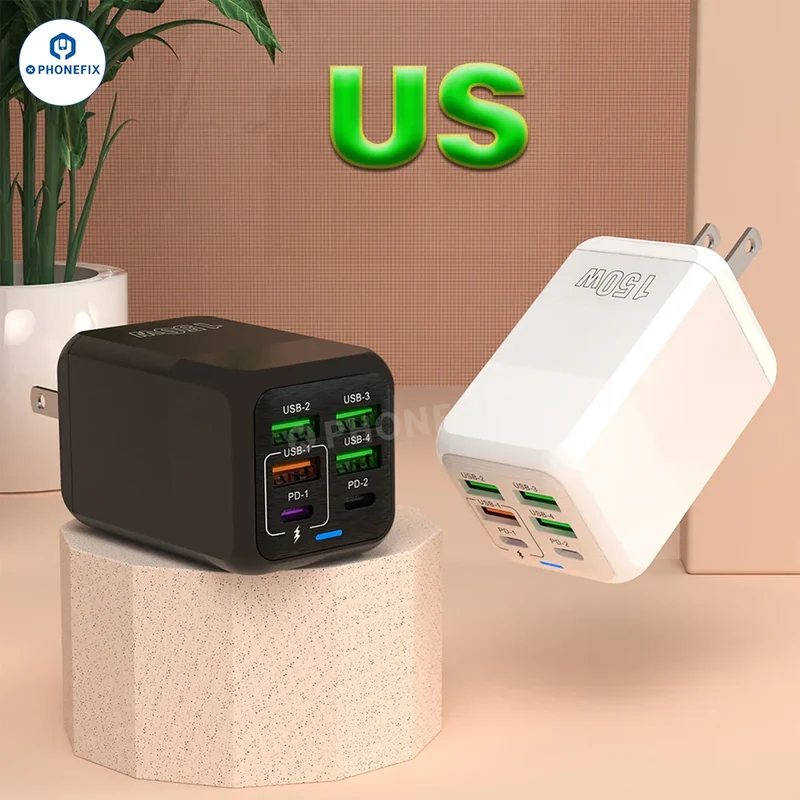 Chargeur rapide multiport 150 W, chargeur USB portable de voyage