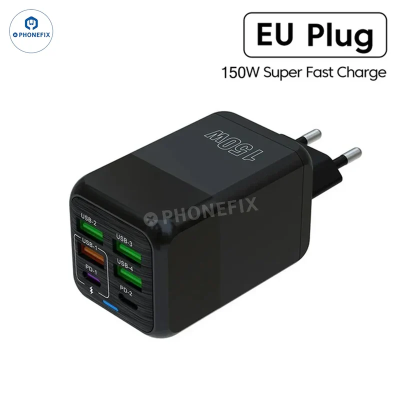Chargeur rapide multiport 150 W, chargeur USB portable de voyage
