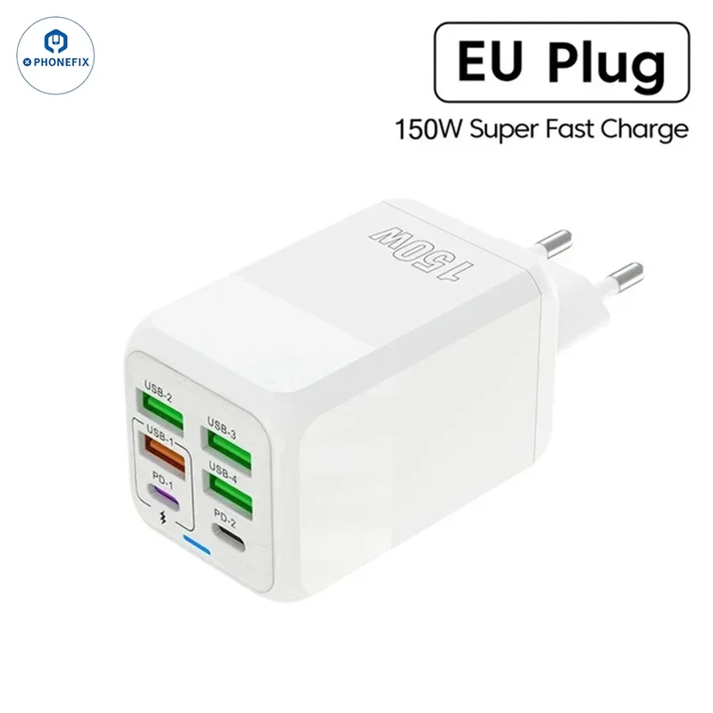 Chargeur rapide multiport 150 W, chargeur USB portable de voyage