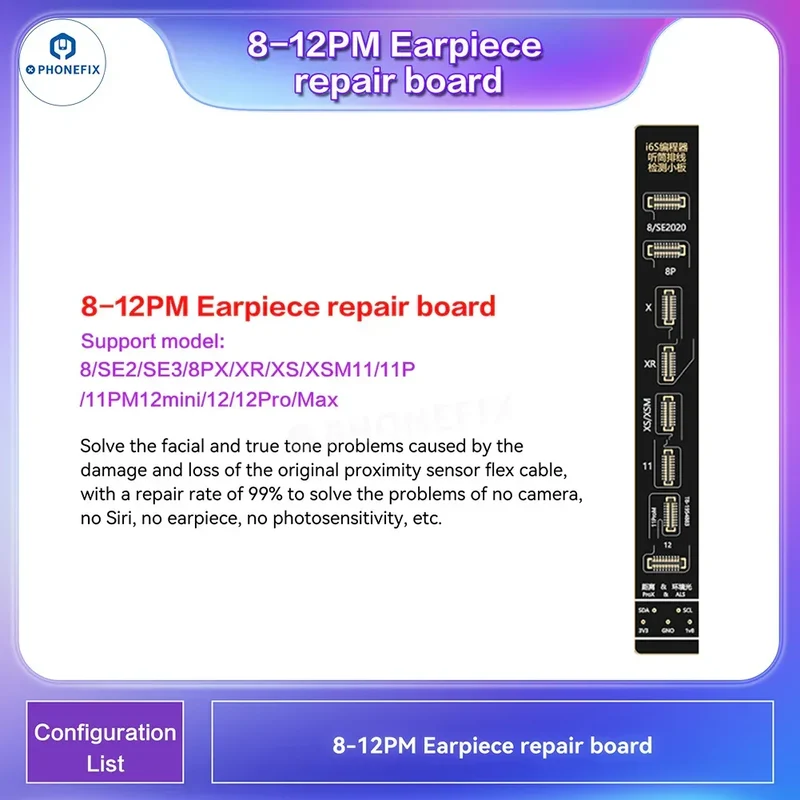 Câble flexible pour capteur d'écouteur i2C pour iPhone 8-15 Pro Max