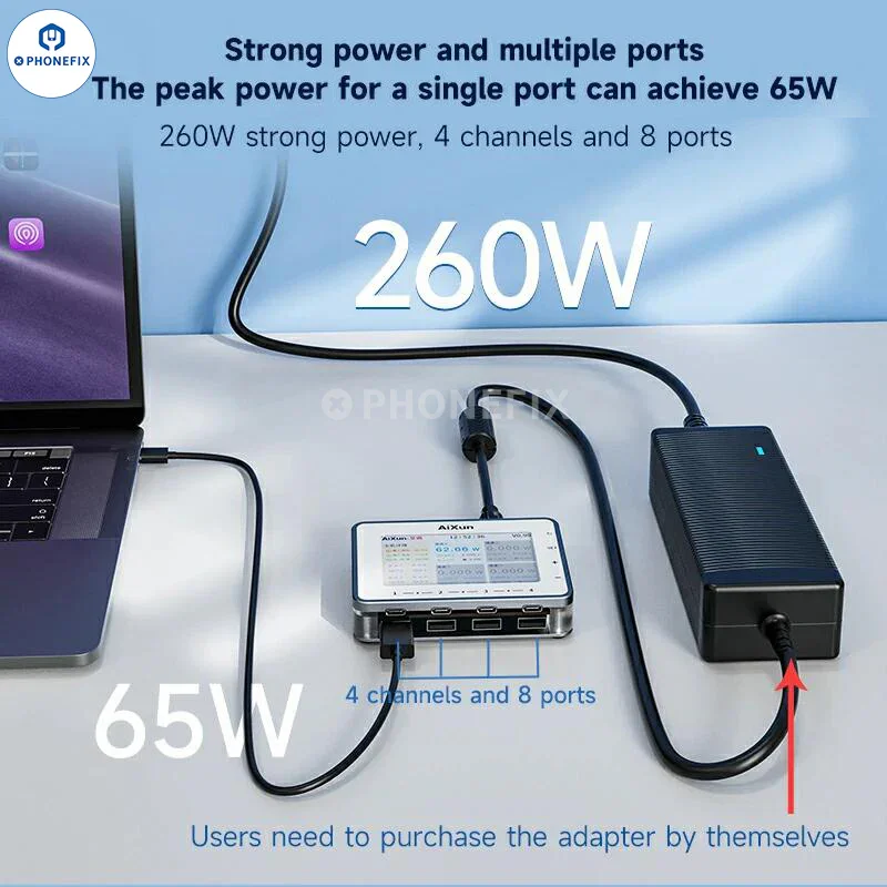 Chargeur rapide intelligent AiXun PF26, station de charge multicanal à 8 ports