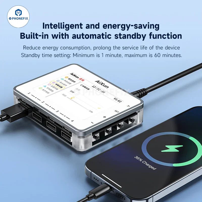 Chargeur rapide intelligent AiXun PF26, station de charge multicanal à 8 ports