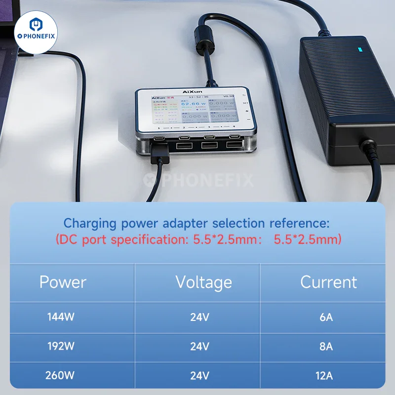 Chargeur rapide intelligent AiXun PF26, station de charge multicanal à 8 ports