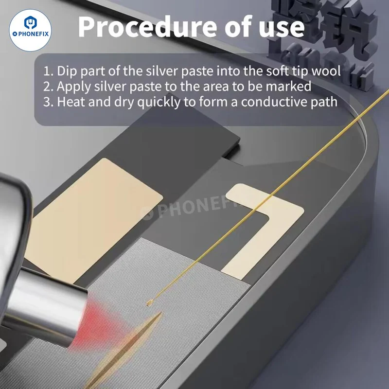 Pâte d'argent nanoconductrice pour la réparation des circuits flexibles de l'écran de l'iPhone