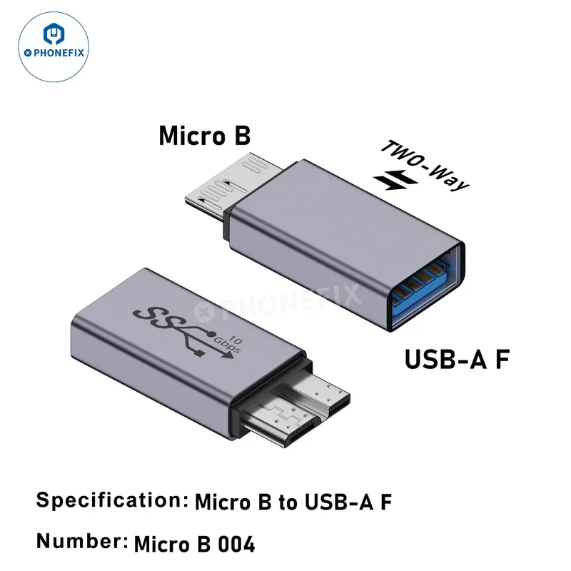 Adaptateur pour disque dur mobile Micro B vers USB-A Type-C 10 Gbit/s