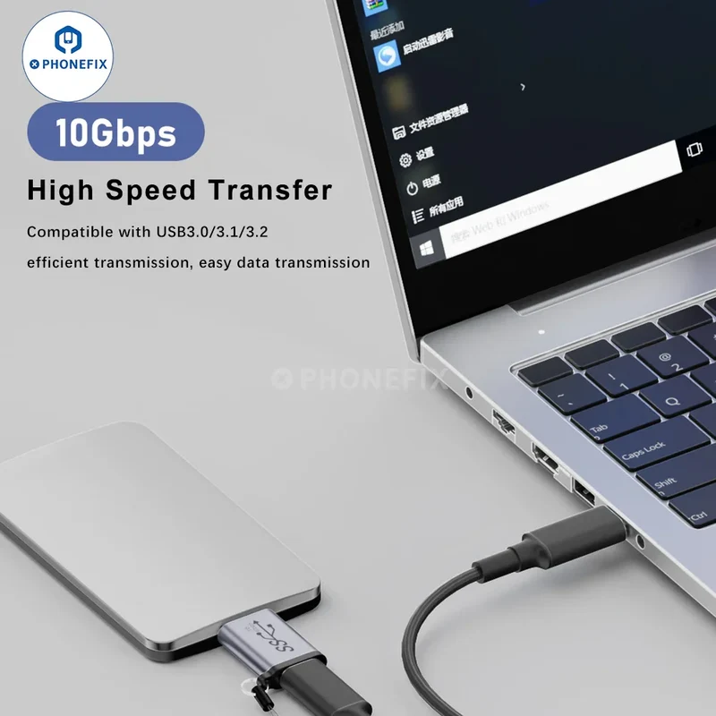 Adaptateur pour disque dur mobile Micro B vers USB-A Type-C 10 Gbit/s