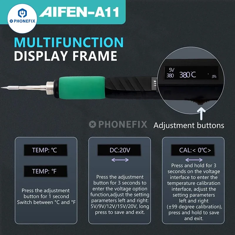 Fer à souder USB AIFEN A11 T210 avec écran numérique et poignée de soudage