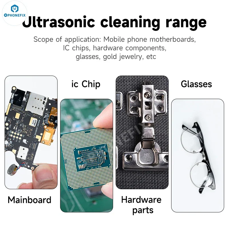 Nettoyeur à ultrasons XZZ-08L pour téléphone, appareil photo, PCB, CPU, lunettes