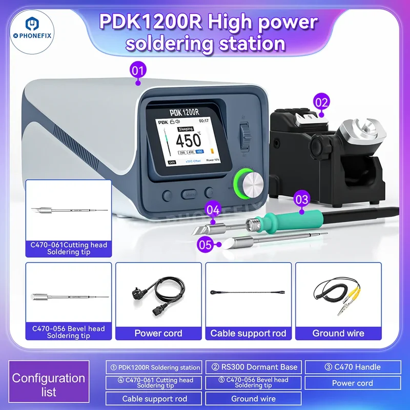 Station de soudage PDK1200R 400 W avec poignée T470 et pointes de fer C470