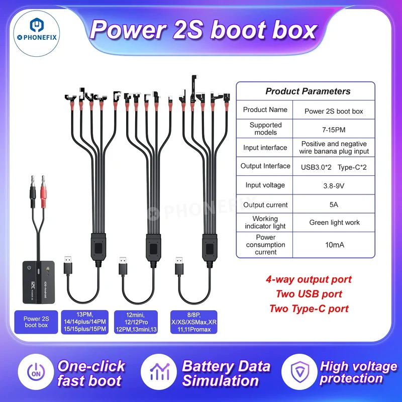 Câble d'alimentation en un clic i2C Boot Box pour iPhone et Android