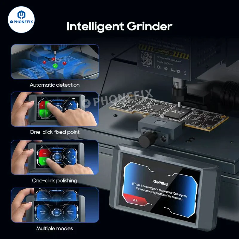 Xwitzeal Q1 Machine de meulage de puces de circuits imprimés pour appareils photo et téléphones CNC