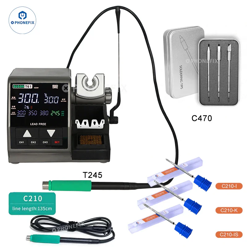 Station de soudage Sugon T61 400 W avec poignées T210 T470 et pointes C470