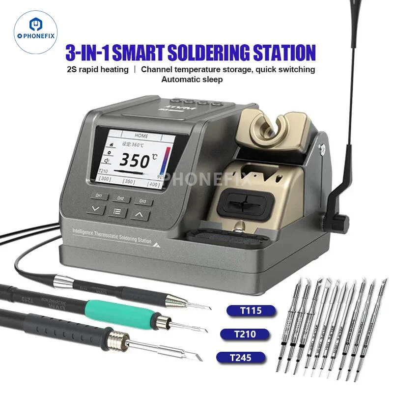 Station de soudage intelligente 3 en 3 GVM H1 avec poignées T210 T115 T245