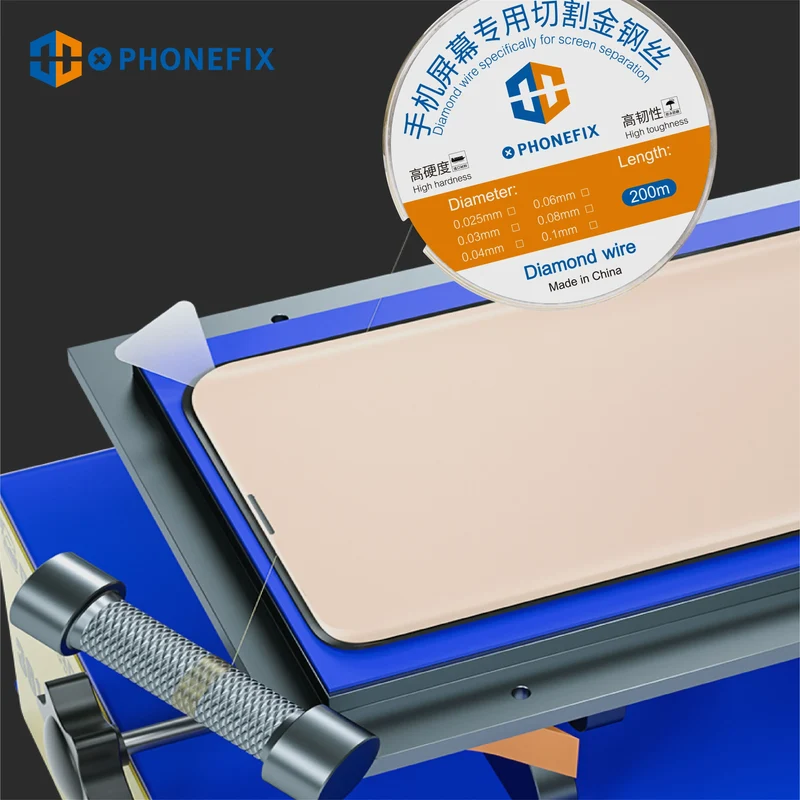 Fil de coupe en acier haute dureté PHONEFIX pour séparer l'écran du téléphone