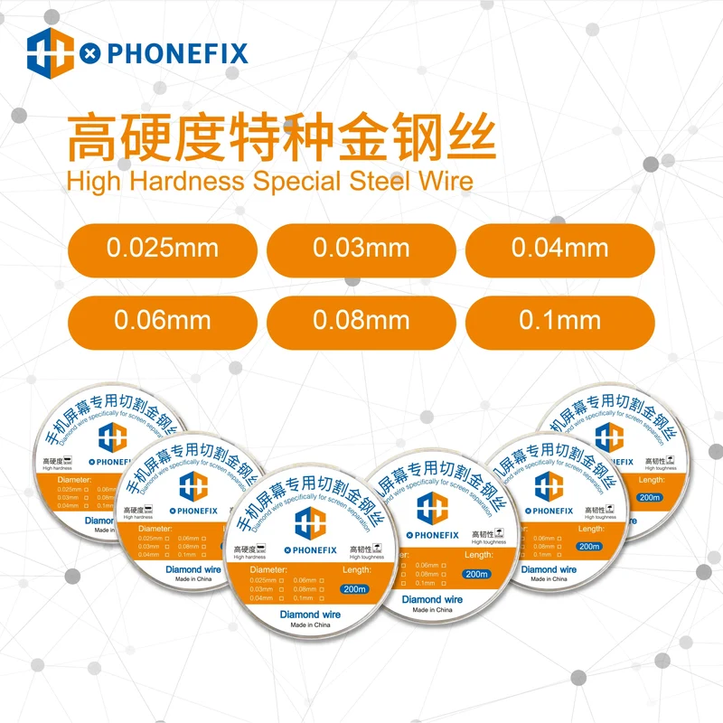 Fil de coupe en acier haute dureté PHONEFIX pour séparer l'écran du téléphone
