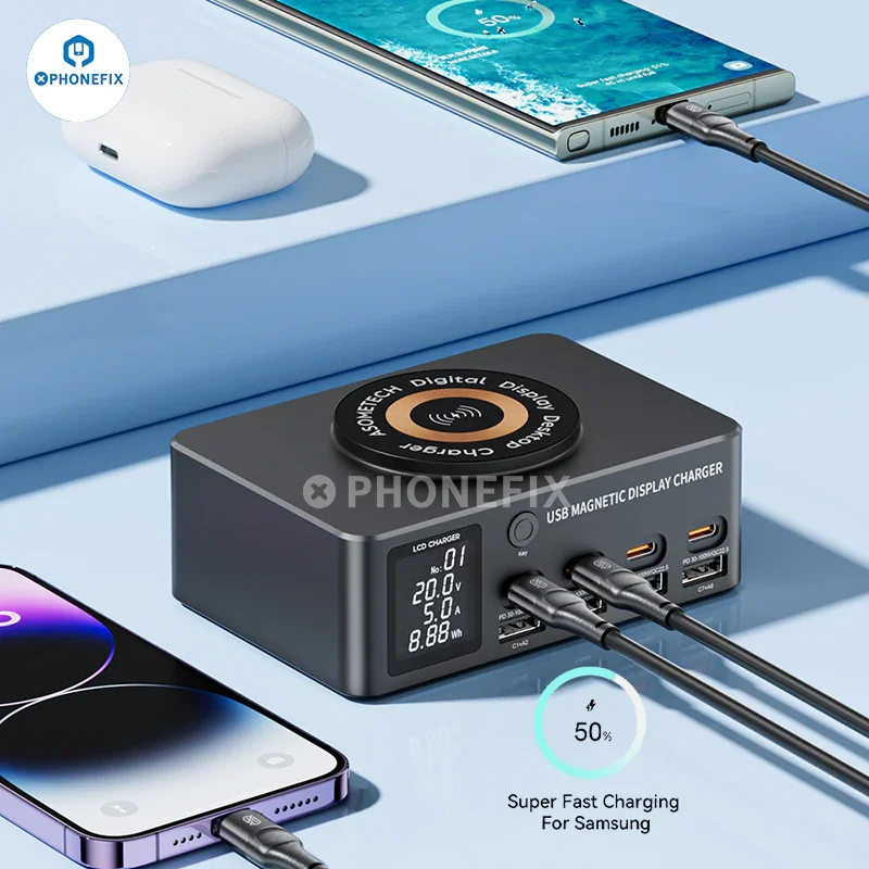 Chargeur USB Type-C PD 140 W i-Charger avec support magnétique sans fil