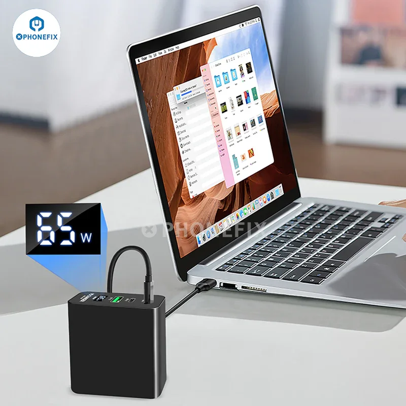 Chargeur rapide multiport PD i-Helper 65 W avec affichage numérique LED