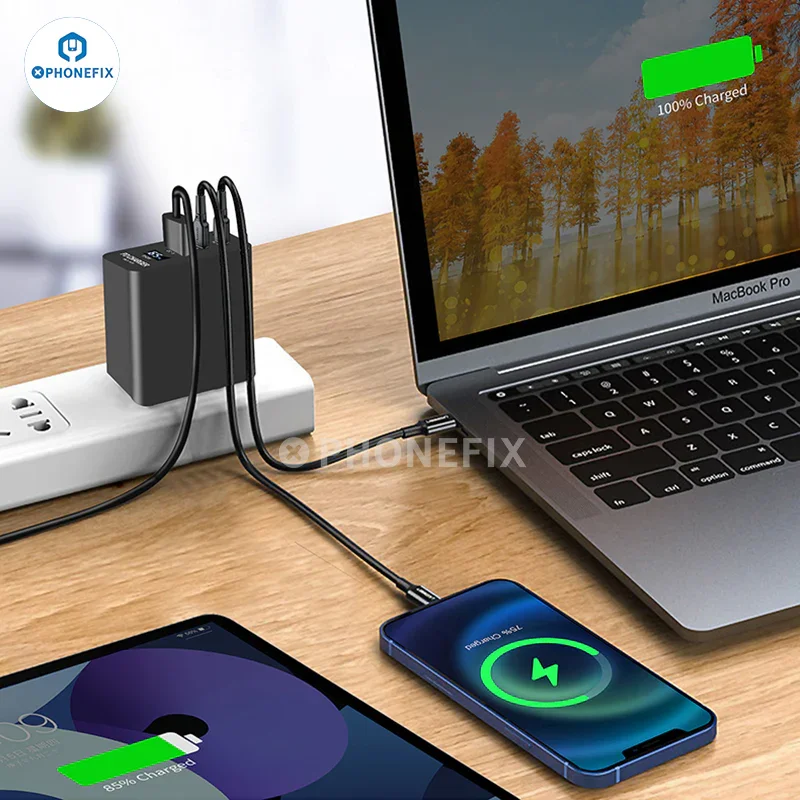Chargeur rapide multiport PD i-Helper 65 W avec affichage numérique LED