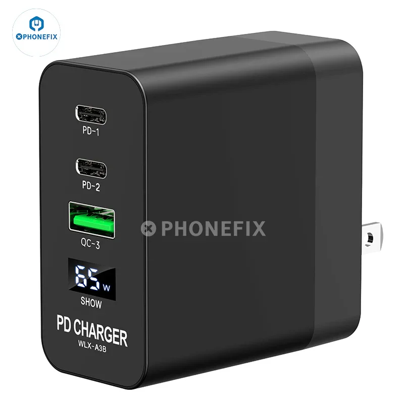 Chargeur rapide multiport PD i-Helper 65 W avec affichage numérique LED