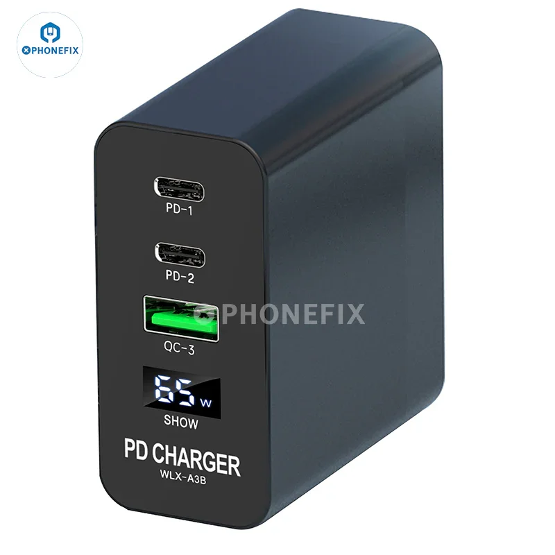 Chargeur rapide multiport PD i-Helper 65 W avec affichage numérique LED