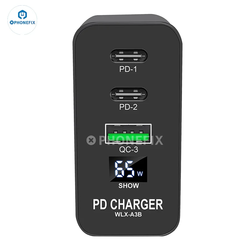 Chargeur rapide multiport PD i-Helper 65 W avec affichage numérique LED
