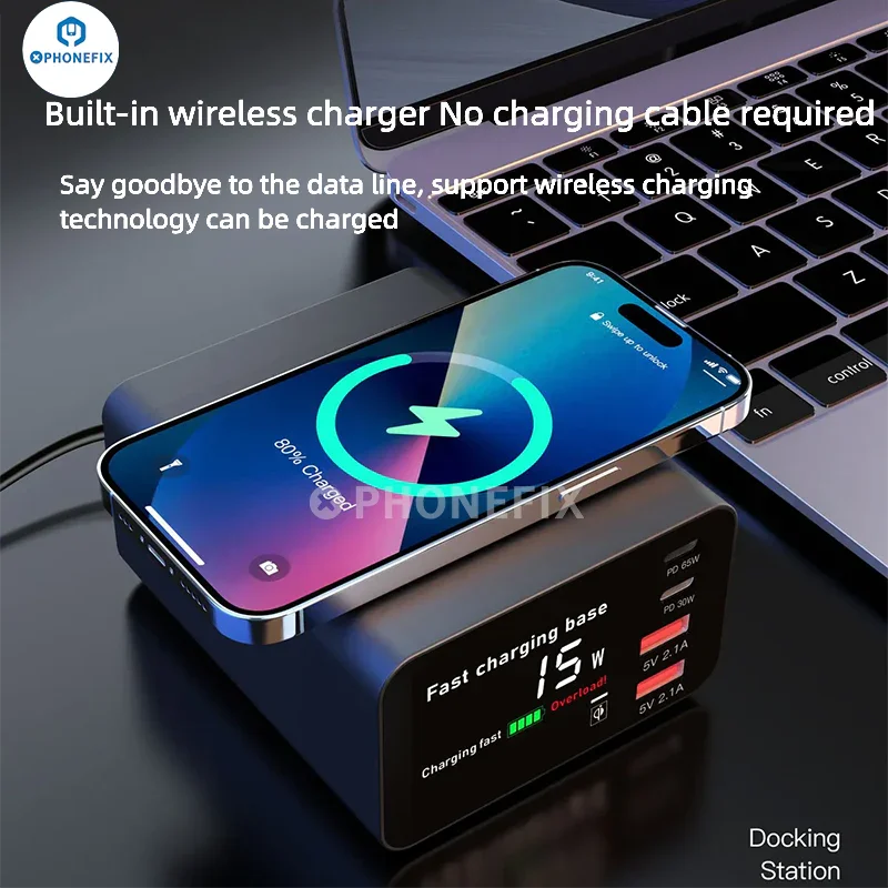 Station de charge USB Type-C i-Desktop 110 W avec chargement sans fil