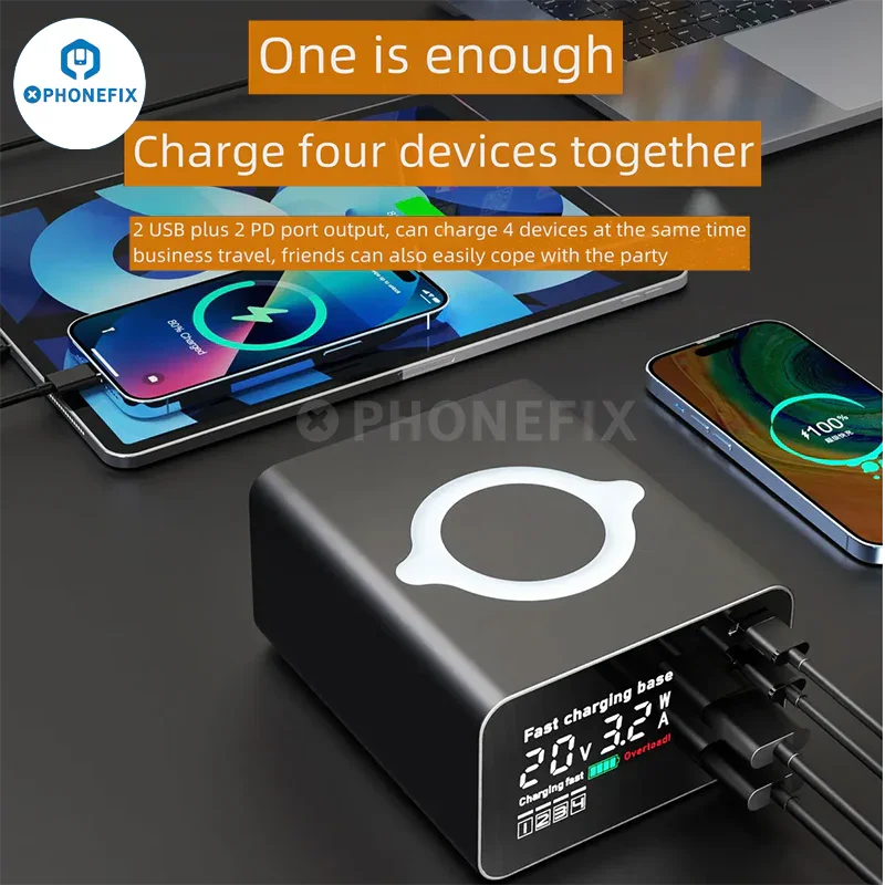 Station de charge USB Type-C i-Desktop 110 W avec chargement sans fil