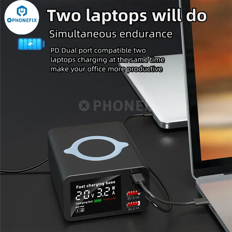 Station de charge USB Type-C i-Desktop 110 W avec chargement sans fil