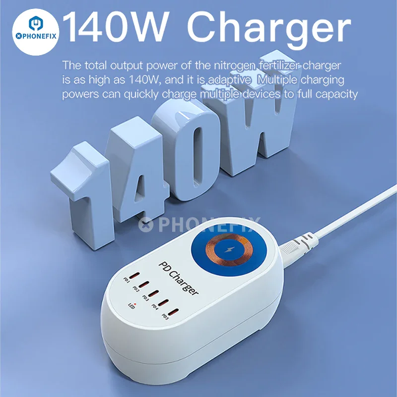 Chargeurs rapides sans fil numériques multiports i-Travel 140 W 5 ports PD GaN