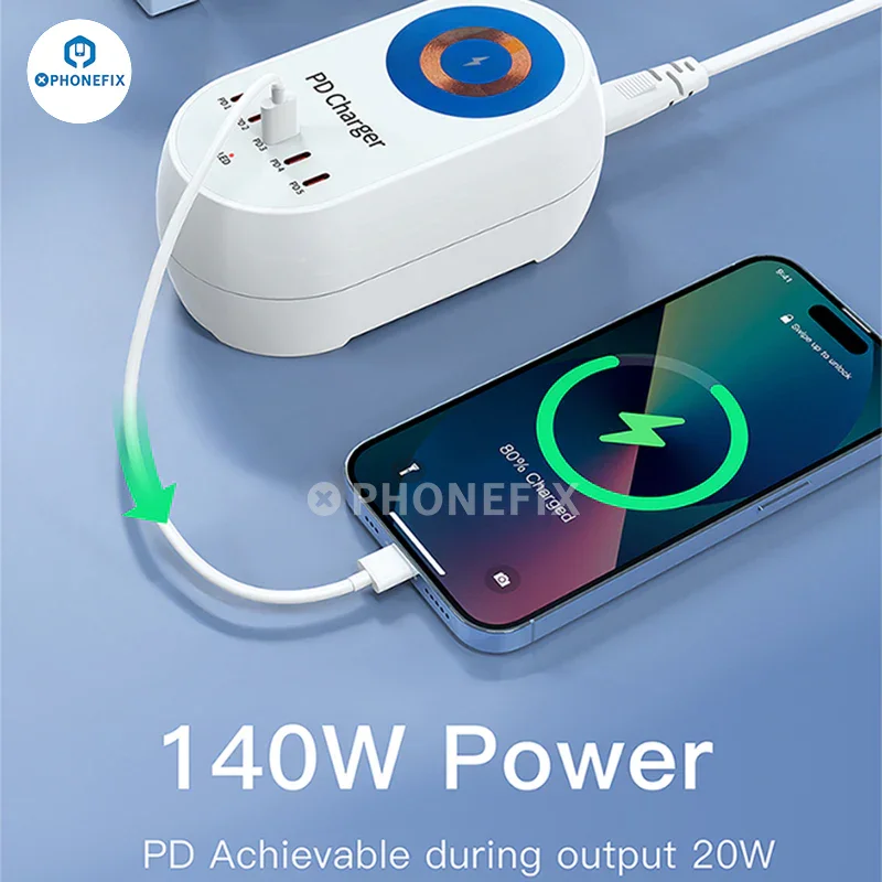 Chargeurs rapides sans fil numériques multiports i-Travel 140 W 5 ports PD GaN
