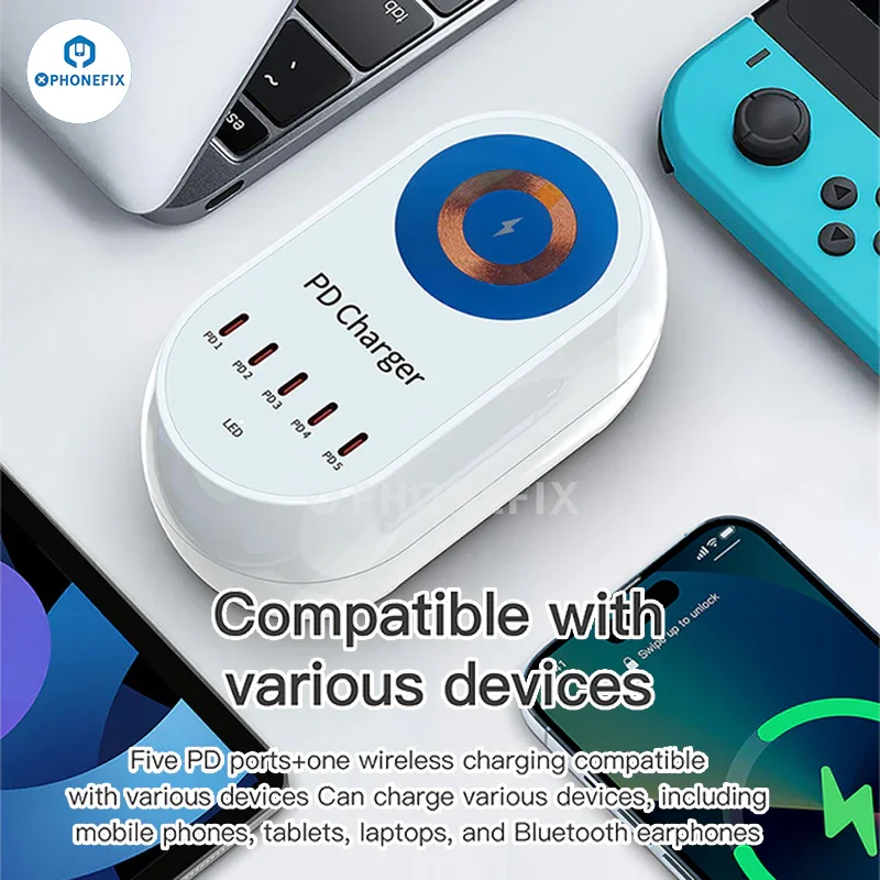 Chargeurs rapides sans fil numériques multiports i-Travel 140 W 5 ports PD GaN