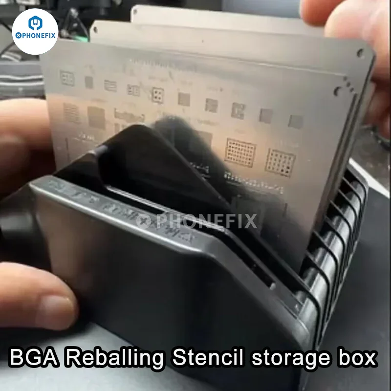 Boîte de rangement pour pochoir de reballage BGA, outil de placement de treillis métallique