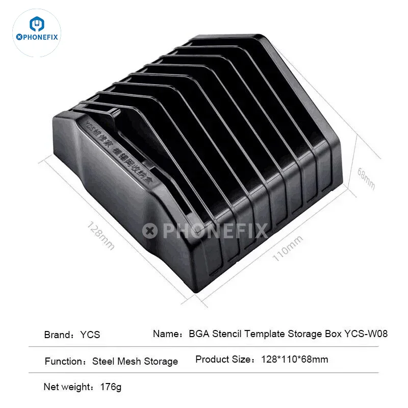 Boîte de rangement pour pochoir de reballage BGA, outil de placement de treillis métallique