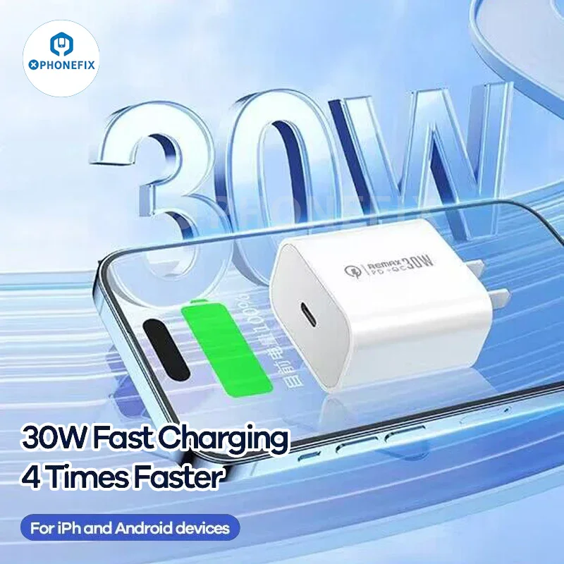 Chargeur rapide Remax 30 W PD+QC, adaptateur de charge Type-C