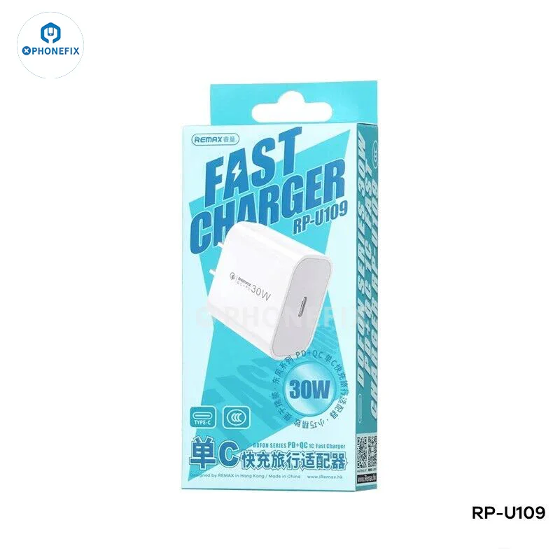 Chargeur rapide Remax 30 W PD+QC, adaptateur de charge Type-C