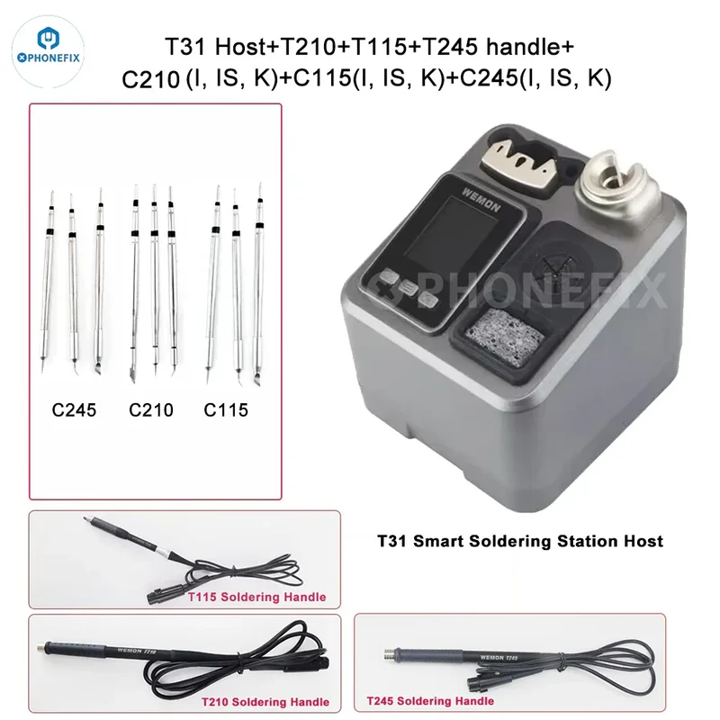 Station de soudage WEMON T31 compatible avec les fers C115, C210 et C245