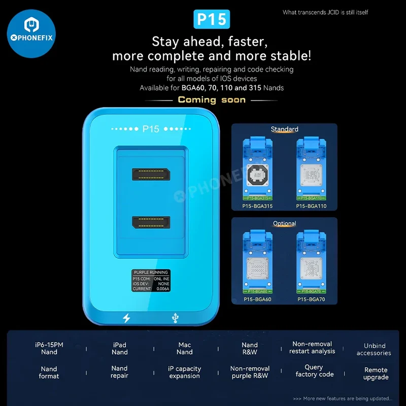 Programmateur Nand JCID P15 pour iPhone 6-15 Pro Max, iPad, Mac, disque dur