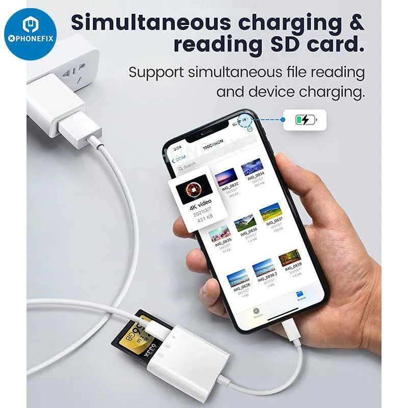 Lecteur de carte SD/MicroSD 3 en 1 pour iPad, iPhone, adaptateur USB