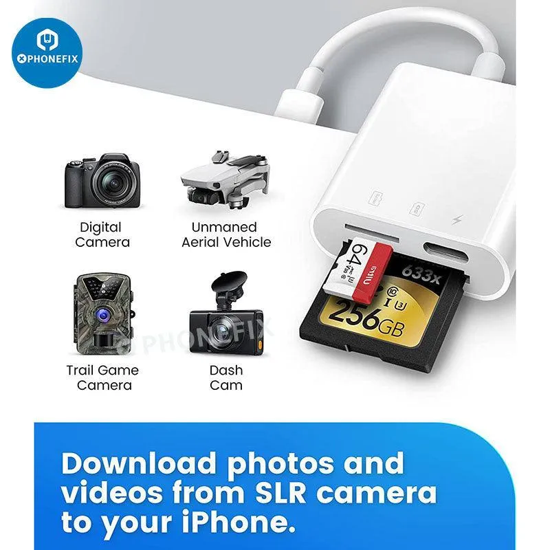 Lecteur de carte SD/MicroSD 3 en 1 pour iPad, iPhone, adaptateur USB